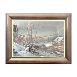 Terry Redlin “Evening with Friends” Small Framed Art Tile Plaque or Trivet 6”X8”